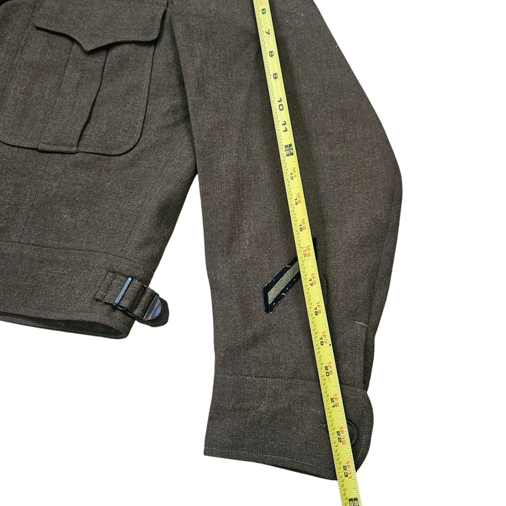 Vintage Green 1940s U.S. Army Wool Ike Jacket Field Coat Men's 34R Military - Picture 7 of 8